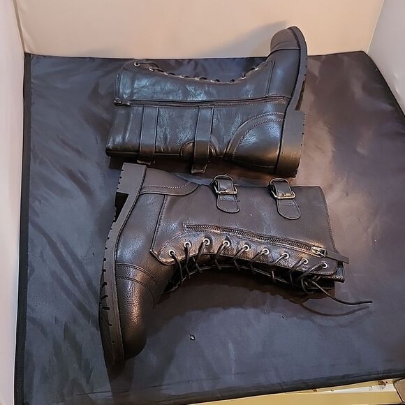 BRAND NEW SHOE LAND KASEY WOMEN'S ANKLE LACE-UP MILITARY COMBAT BOOT MID CALF - Picture 10 of 16